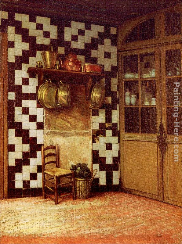 Flemish Kitchen painting - Francis Davis Millet Flemish Kitchen art painting